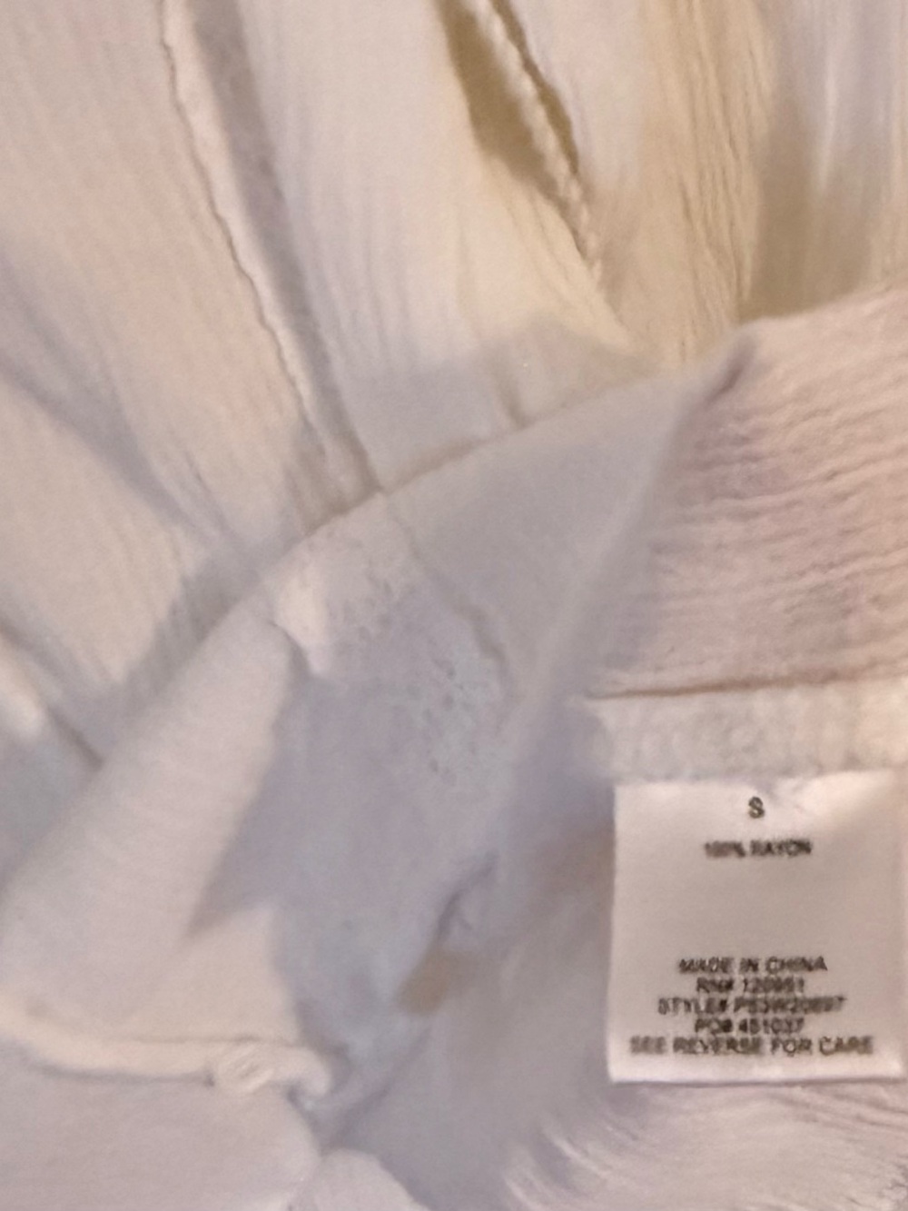 Boho White Ruffled Button-Front Blouse - Picture 6 of 7